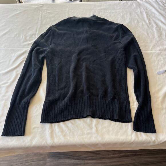 Y2K 2000s DKNY Black Knit Quarter Zip Logo Pullover Sz XL Rhinestone - Picture 3 of 7